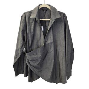 NWT Misook Cotton Asymmetrical Wrap Collard Blouse Size XL